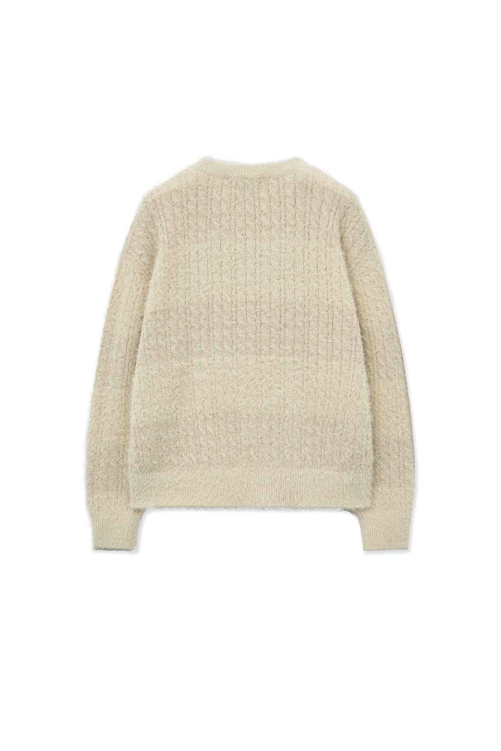 [matinkim] HAIRY CABLE KNIT PULLOVER IN LIGHT BEIGE