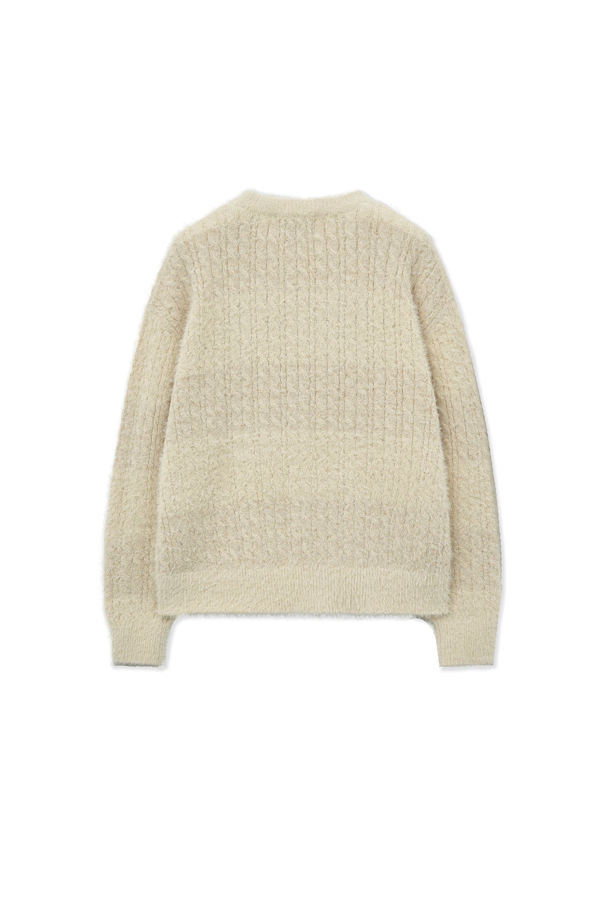 [matinkim] HAIRY CABLE KNIT PULLOVER IN LIGHT BEIGE