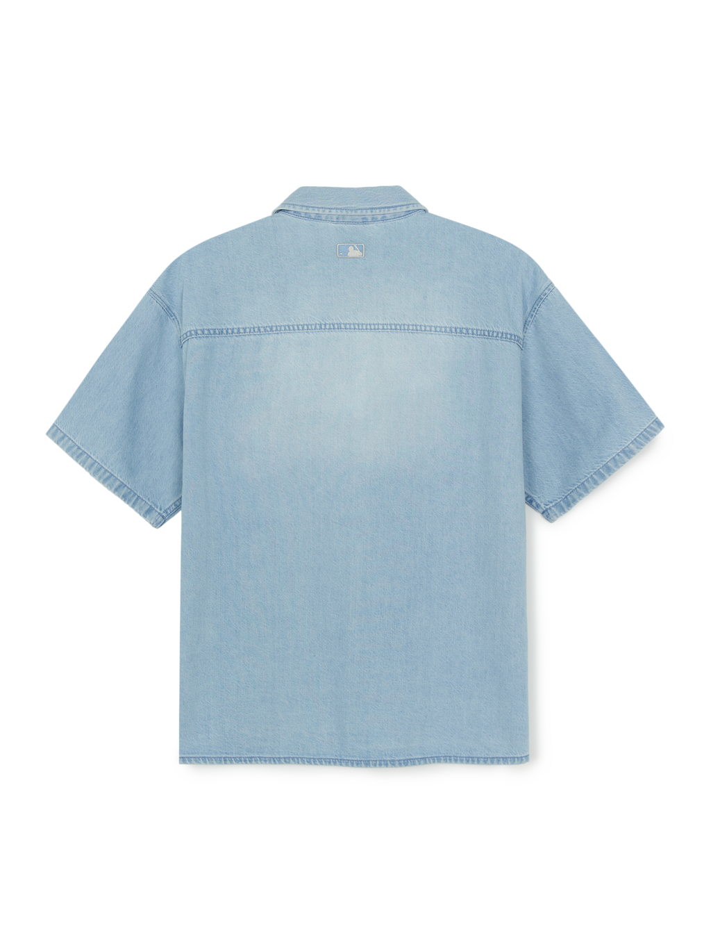 MLB Korea Basic Small Logo Summer Tencel Short Sleeve Denim Shirt