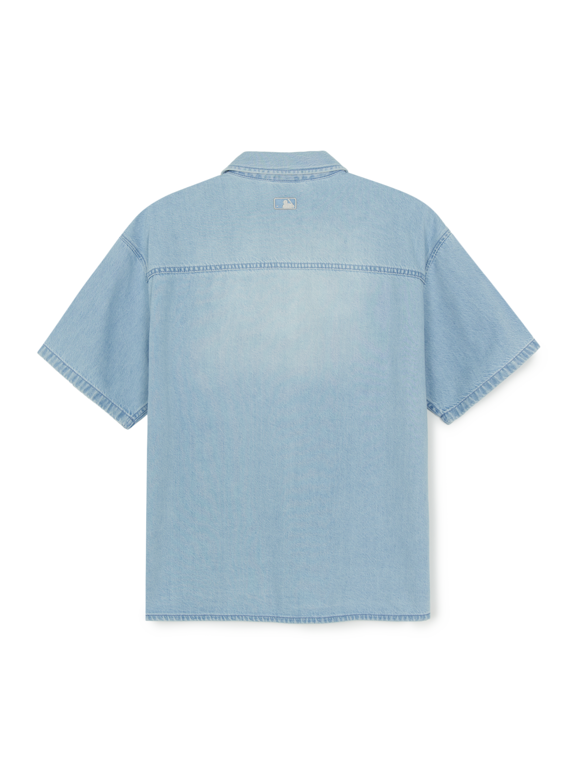 MLB Korea Basic Small Logo Summer Tencel Short Sleeve Denim Shirt