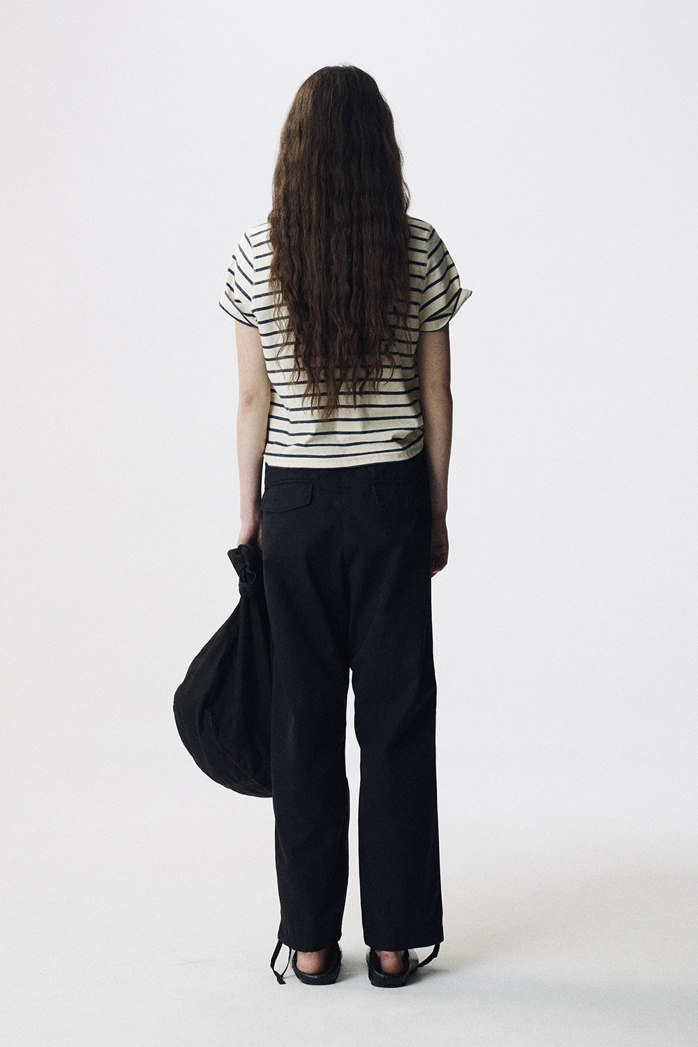 Nothing Written Porte stripe crop t-shirt (Oatmeal)