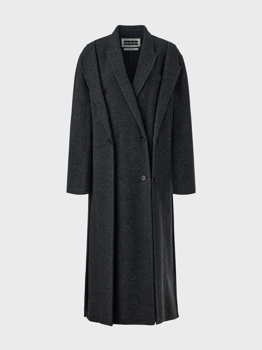 EENK Double Collar Long Coat - Gray