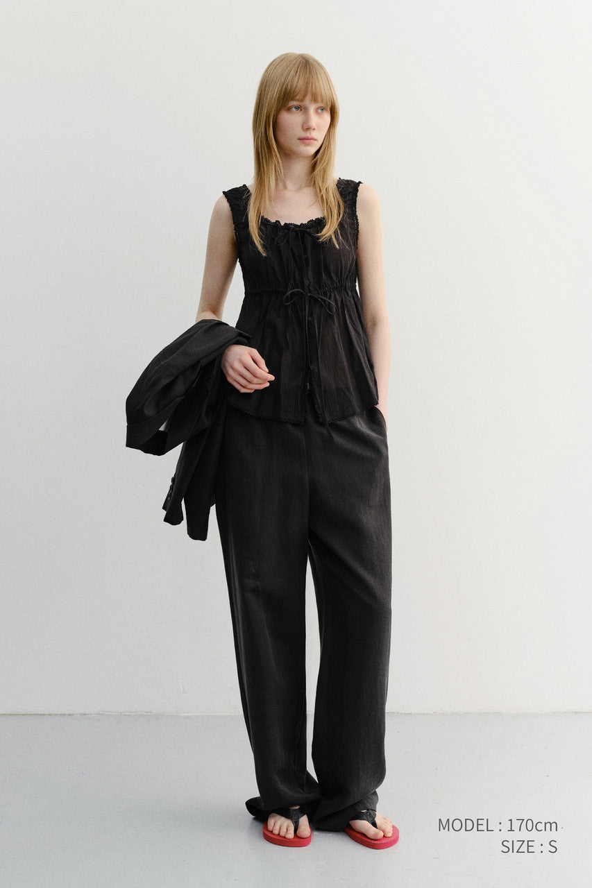 Dunst Shirring Sleeveless Blouse Black