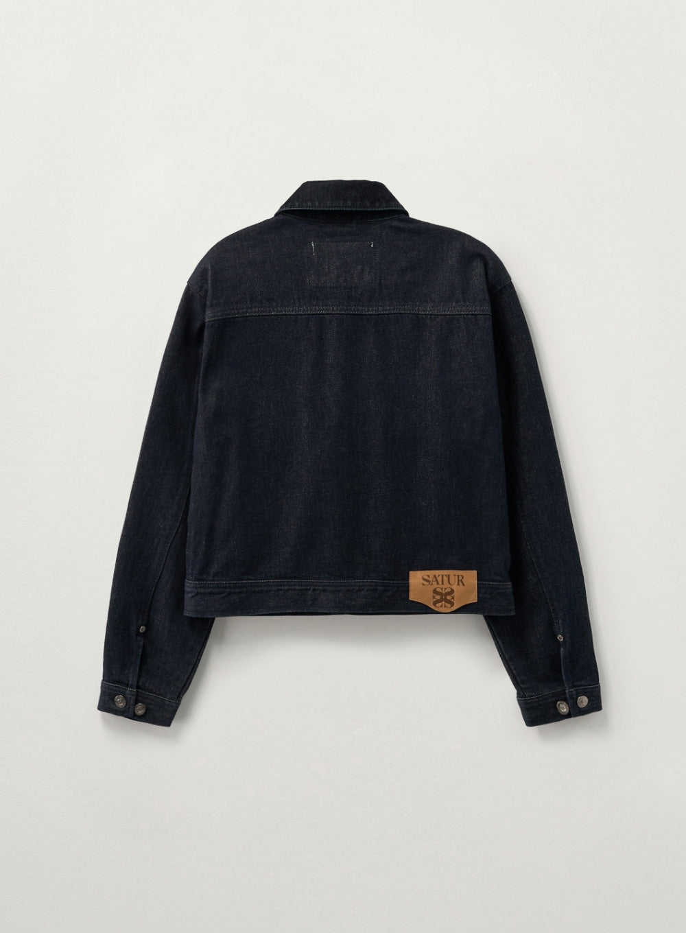 [satur] (W) Symbol Brooch Velvet Collar Denim Trucker Jacket - Indigo