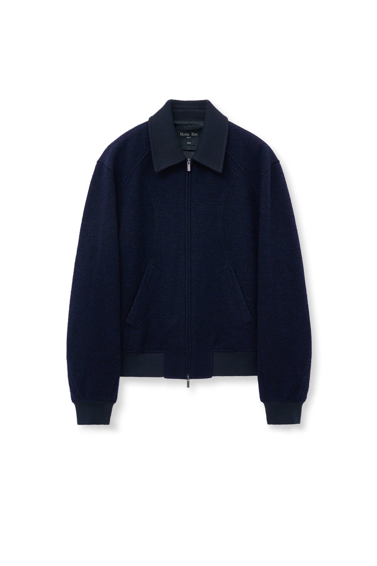[matinkim] CURVED POINT WOOL JUMPER FOR MEN IN NAVY