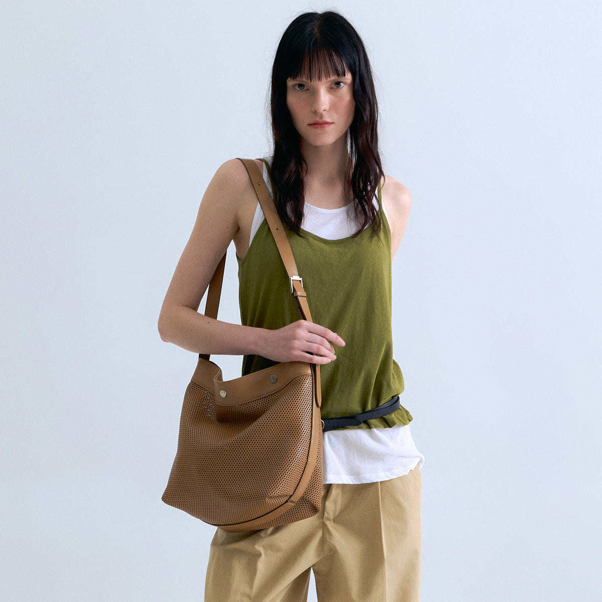 Vunque Perfec Button Up Net Hobo S Caramel Brown