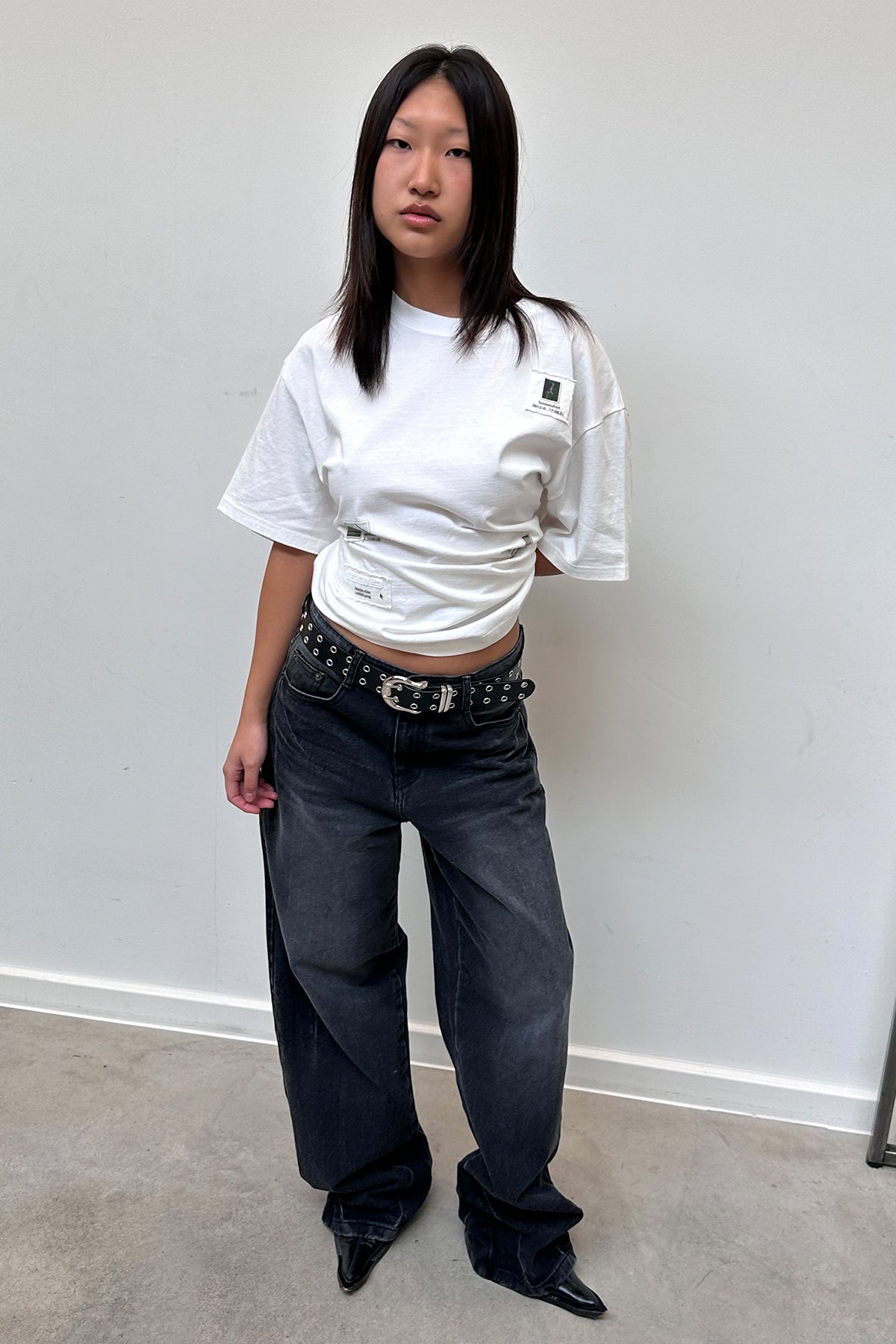 [matinkim] PHOTO PATCHWORK COLLAGE TOP IN WHITE