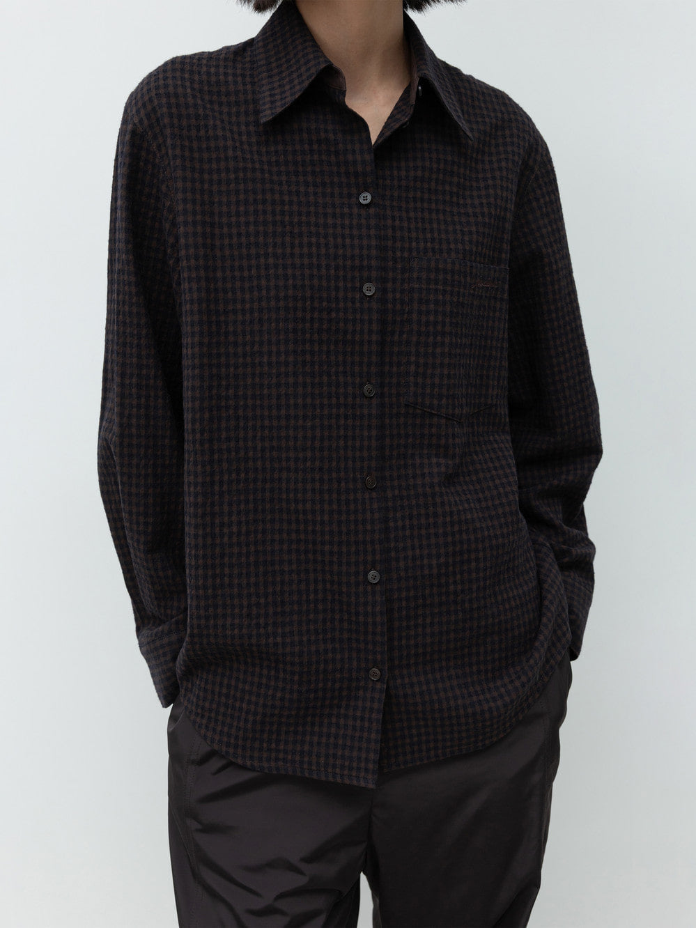 Low Classic Classic Wool Cotton Shirt Brown