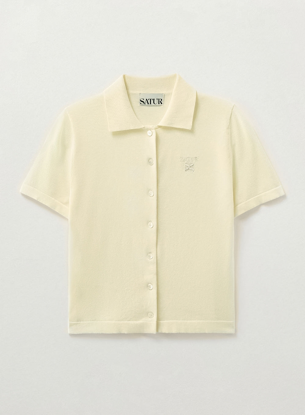 [satur] (W) Light Weight Collar Half Cardigan - Cream