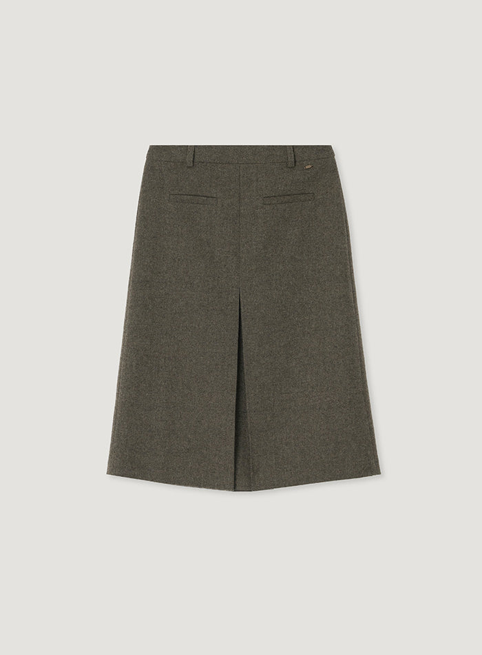 Mango Maniplease Reiny Wool Skirt Brown