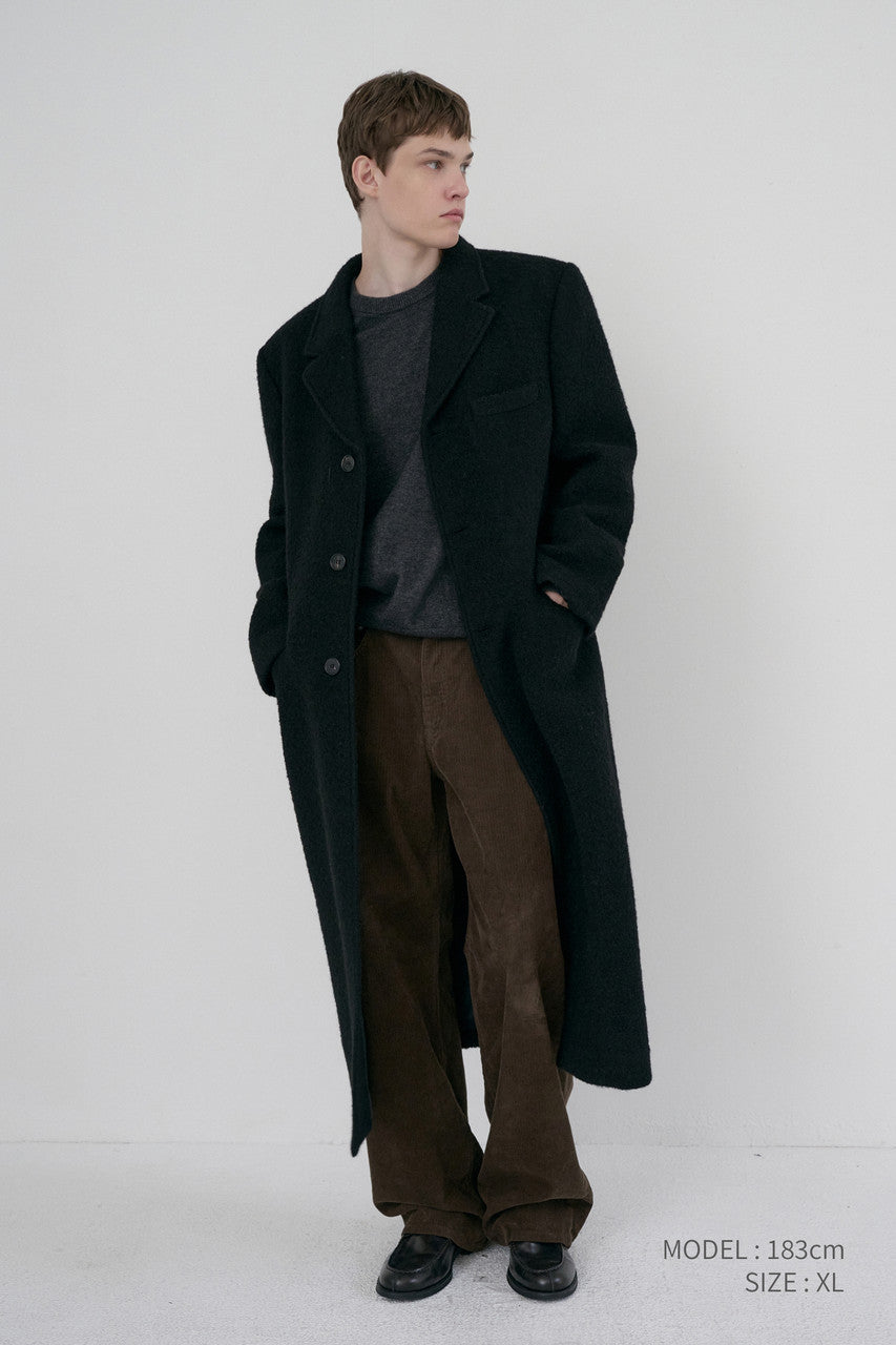 Dunst Unisex 2-Way 3 Button Boucle Wool Coat Black