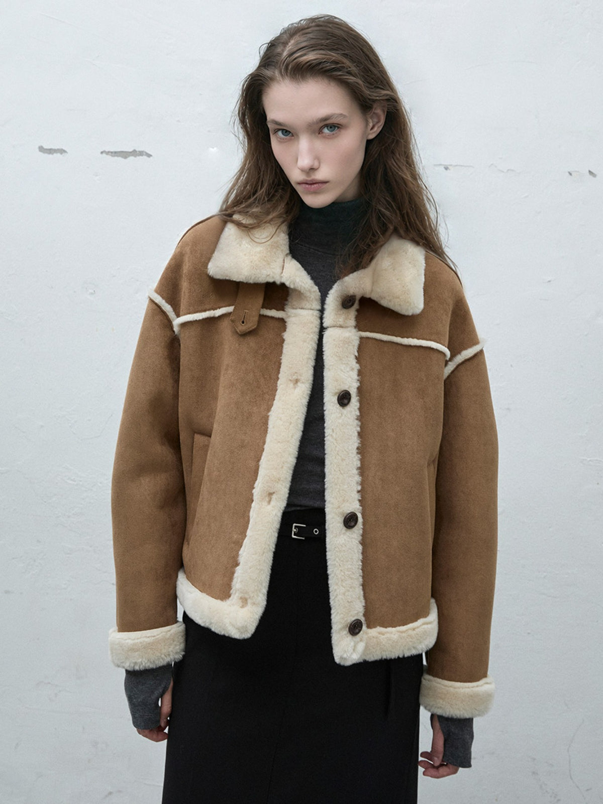 Raive High-neck Shearling Mustang