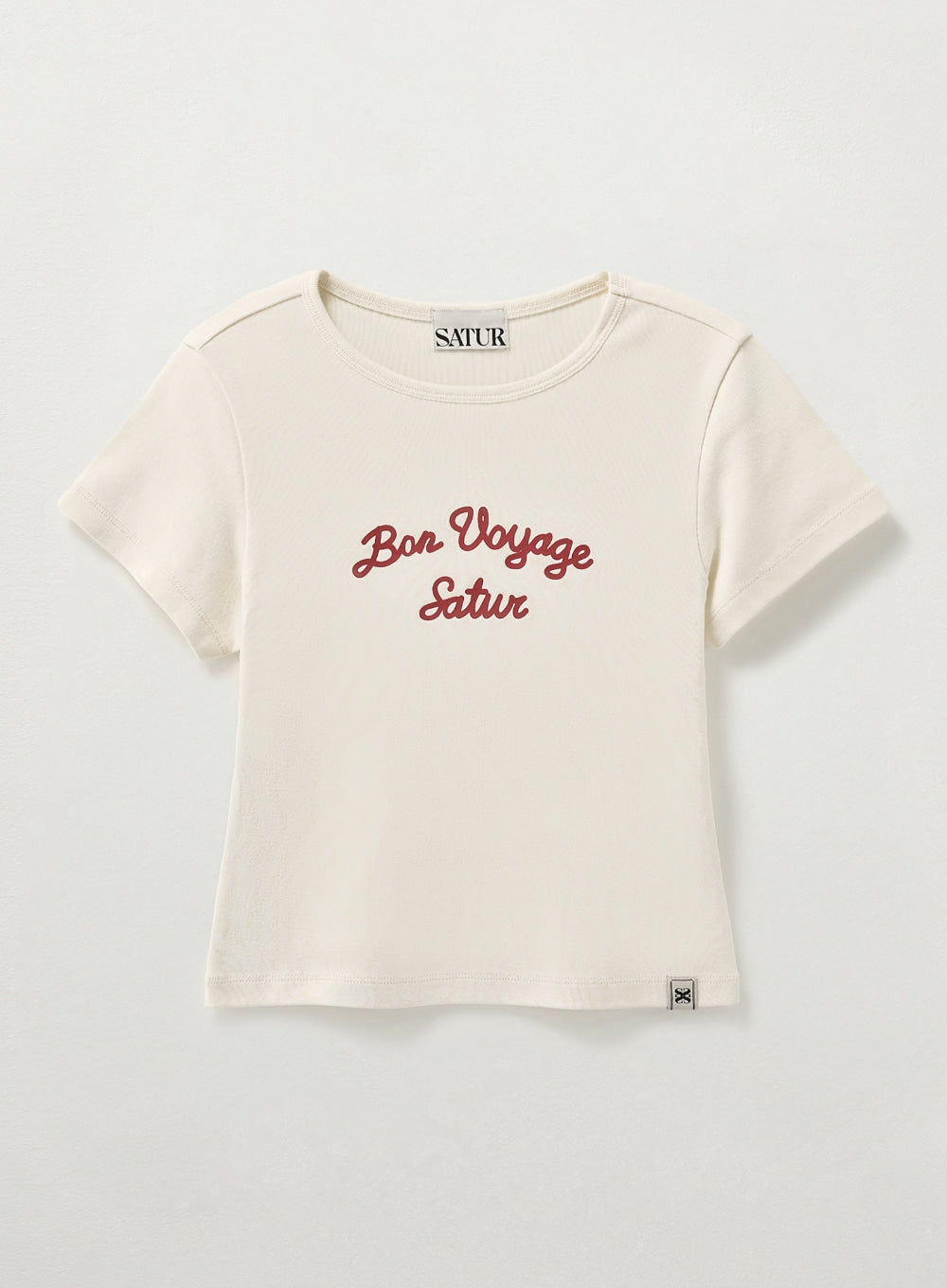 [satur] (W) Bon Voyage Slim Fit Crop T-Shirt - Cream