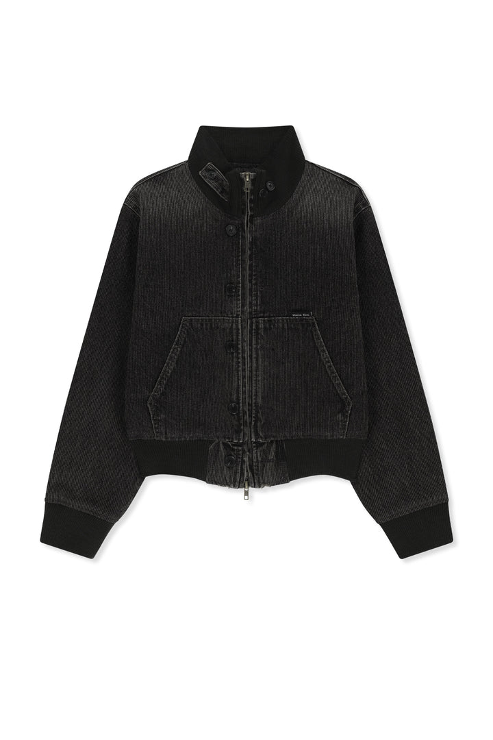 Matinkim Washed Rib Denim Blouson Jumper In Dark Grey