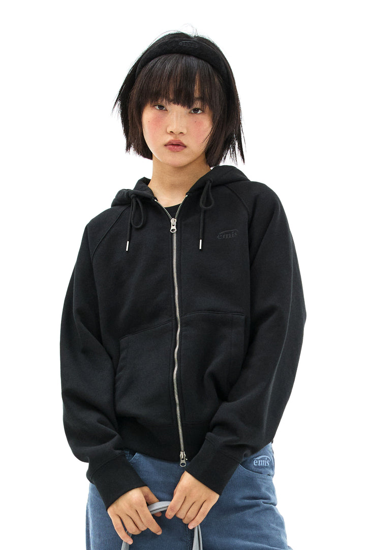 Emis Mono Logo Hood Zip-UP-Black