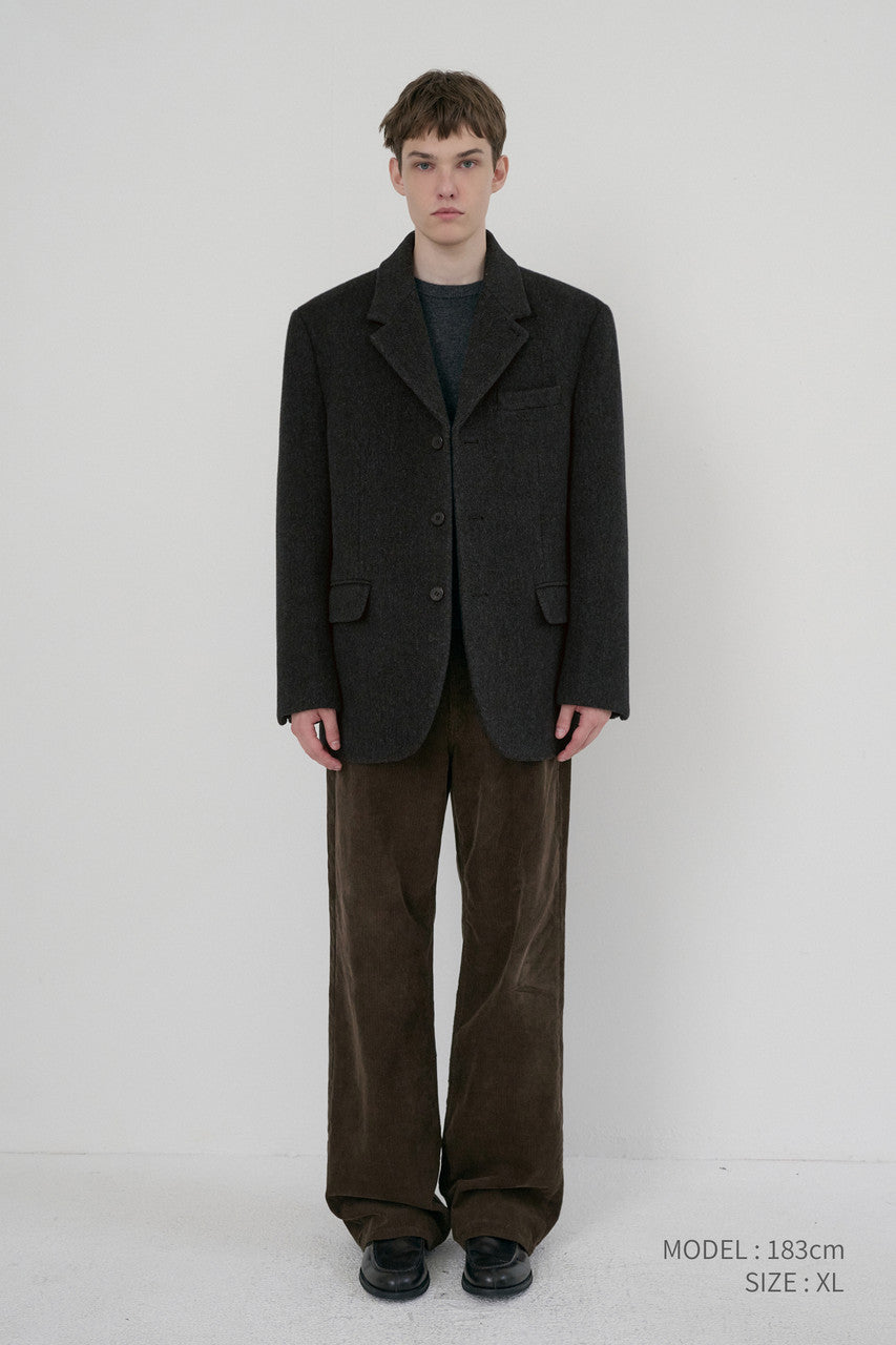 Dunst Unisex 3 Button Wool Blazer Charcoal Grey
