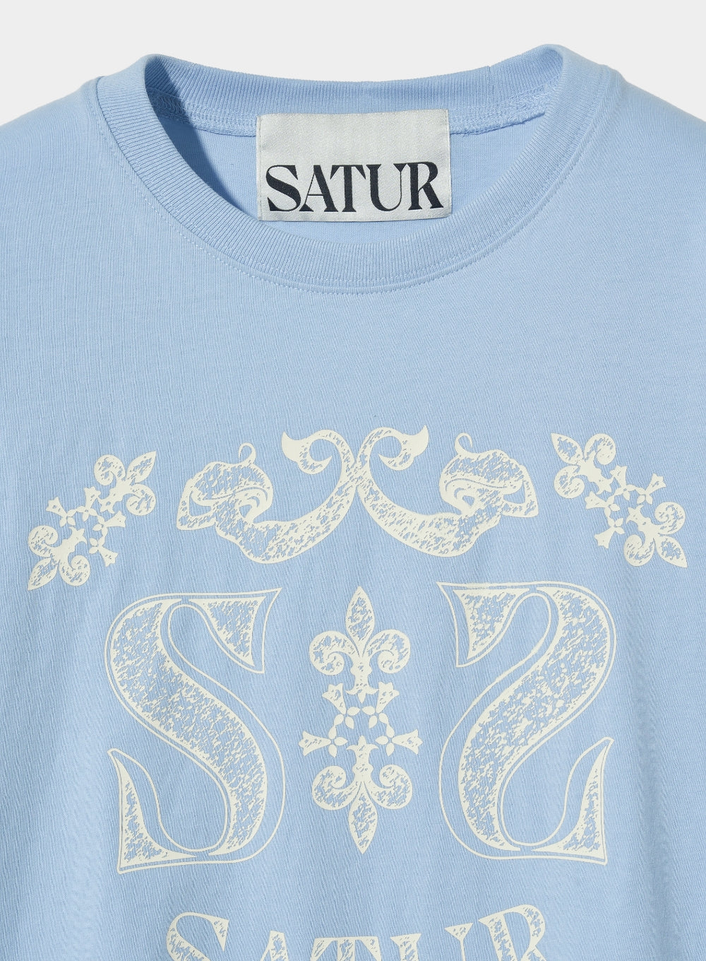 [satur] (W) Classy Nostalgia Vintage Graphic T-Shirt - Sky Blue