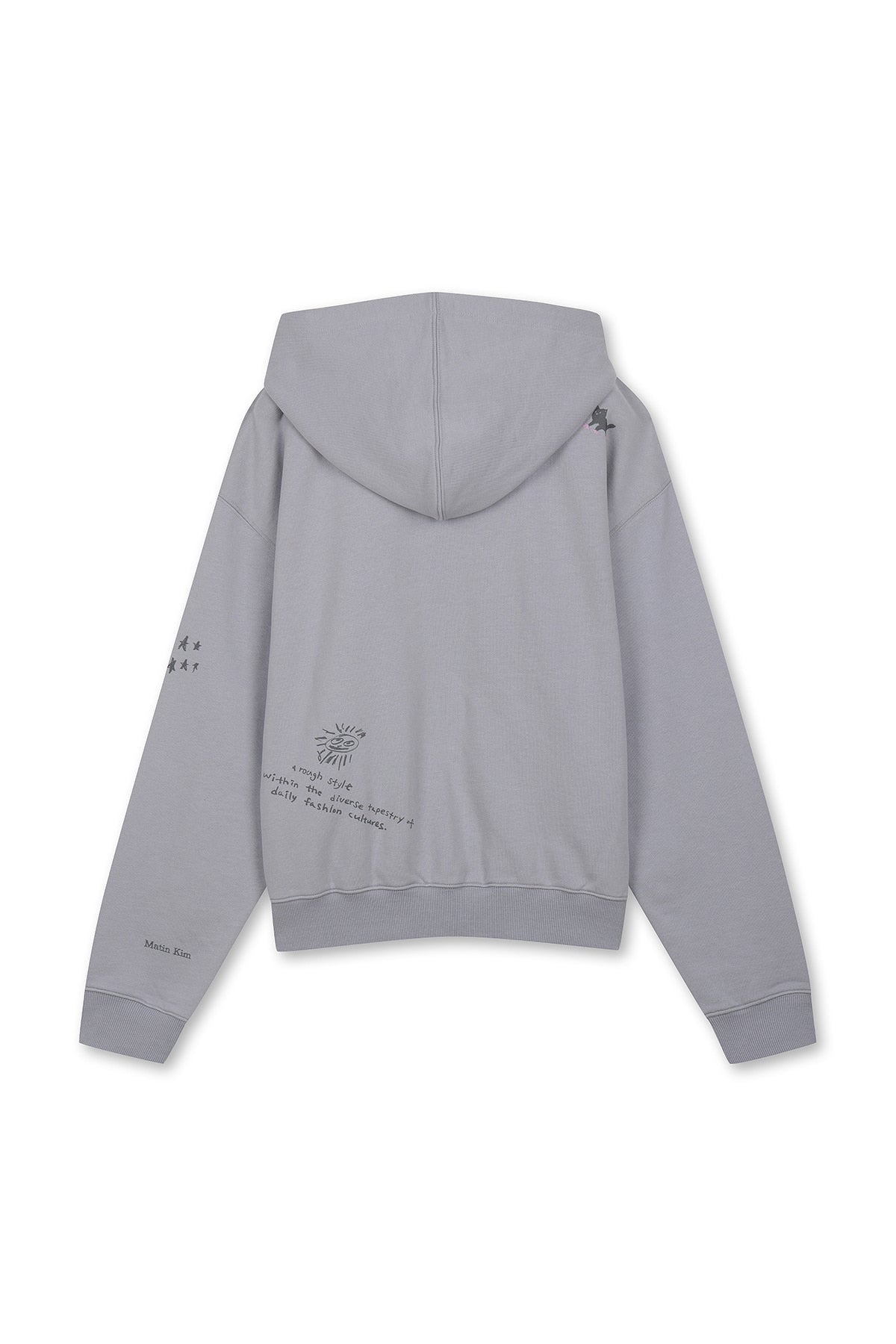 [matinkim] GRAFFITI ARTWORK HOODY ZIP UP IN SMOKE BLUE