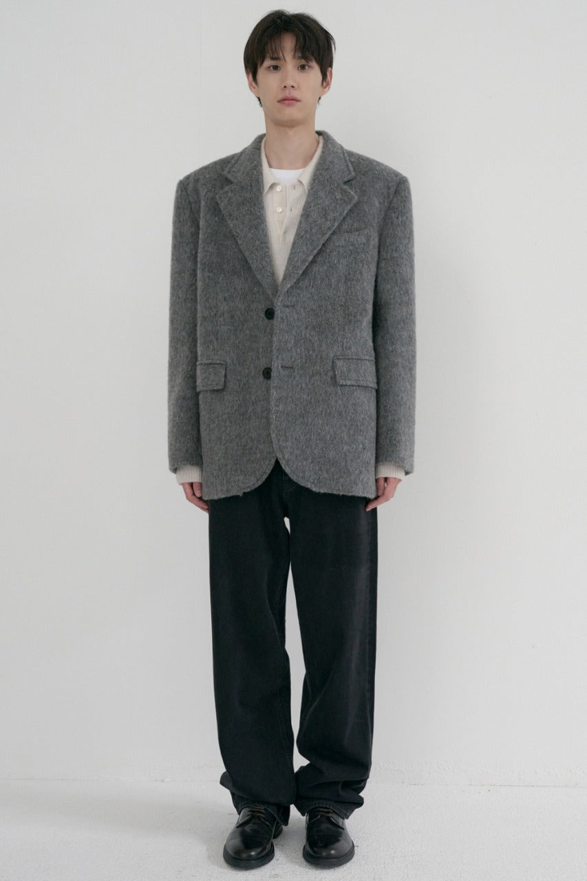 Dunst Unisex Alpaca Blazer Coat Melange Grey