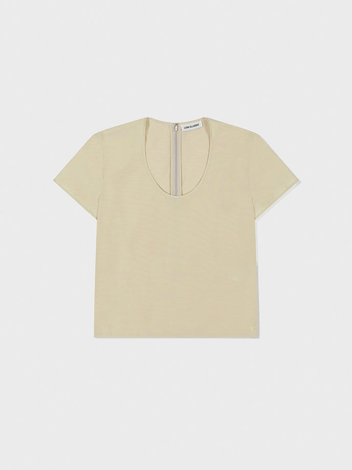 Low Classic U-Neck Logo Blouse Beige
