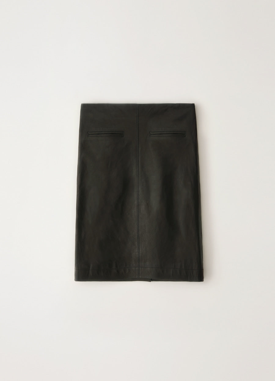 Nothing Written Leather midi skirt (Black)