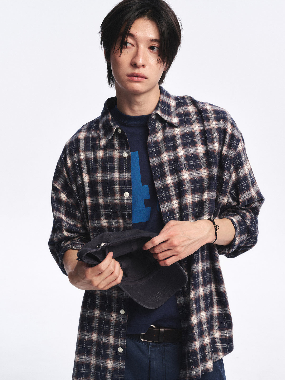 Low Classic Oversized Lc Flannel Checked Shirt Navy