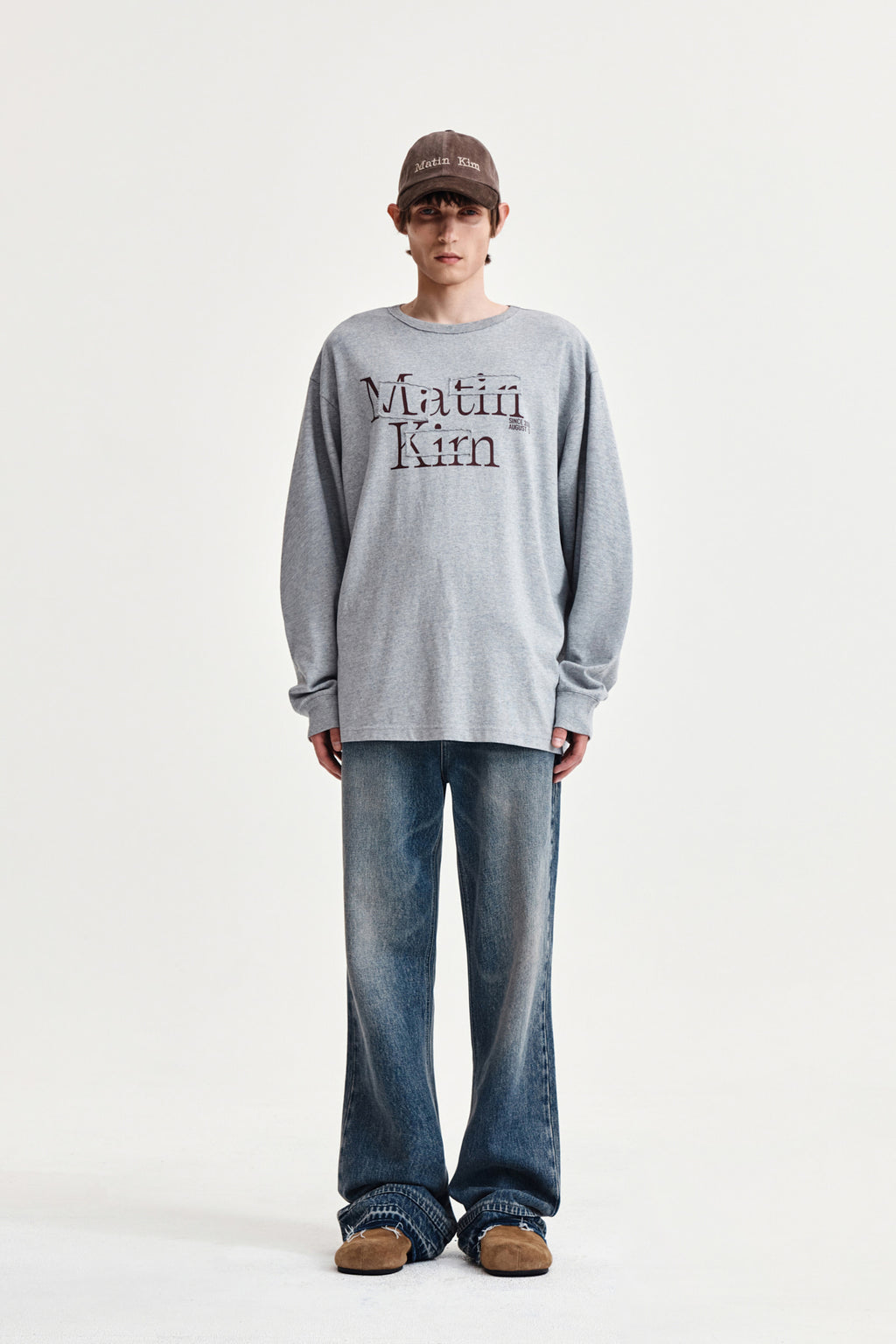 [matinkim] WASHED FLARE DENIM PANTS FOR MEN IN LIGHT BLUE