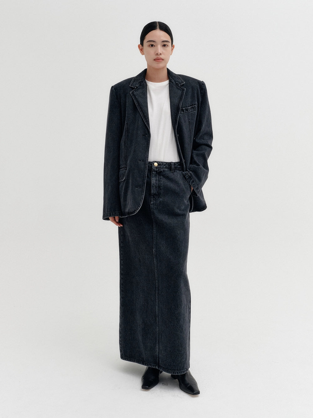 EENK Denim Single Breasted Jacket - Denim Black