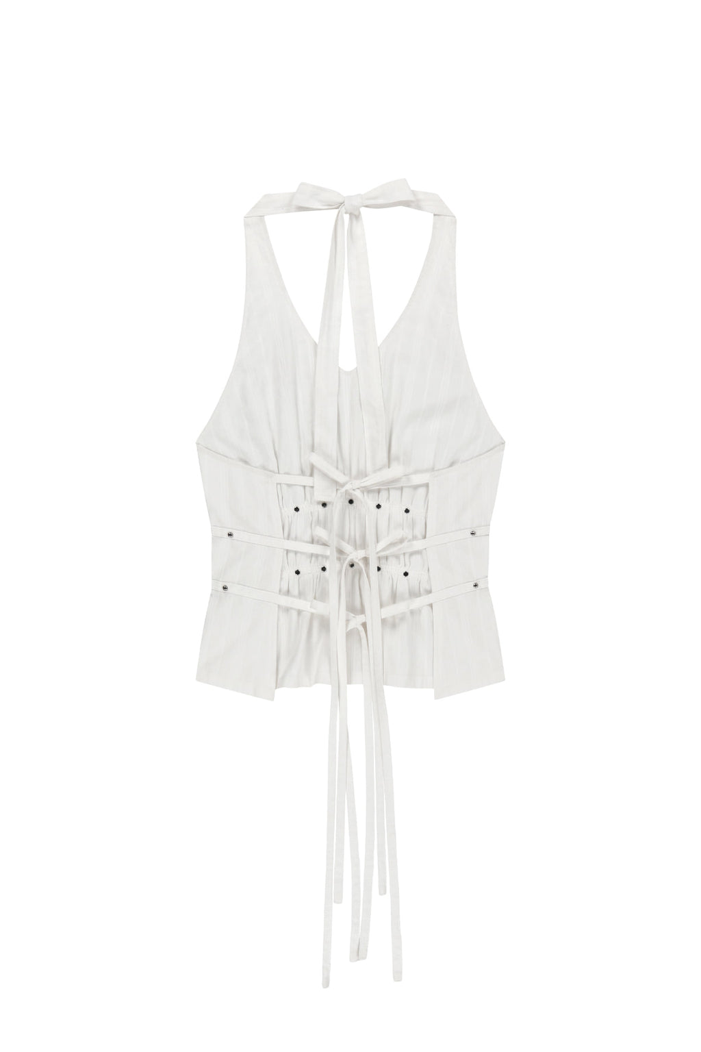 [matinkim] Halter Neck Shirring Blouse IN White