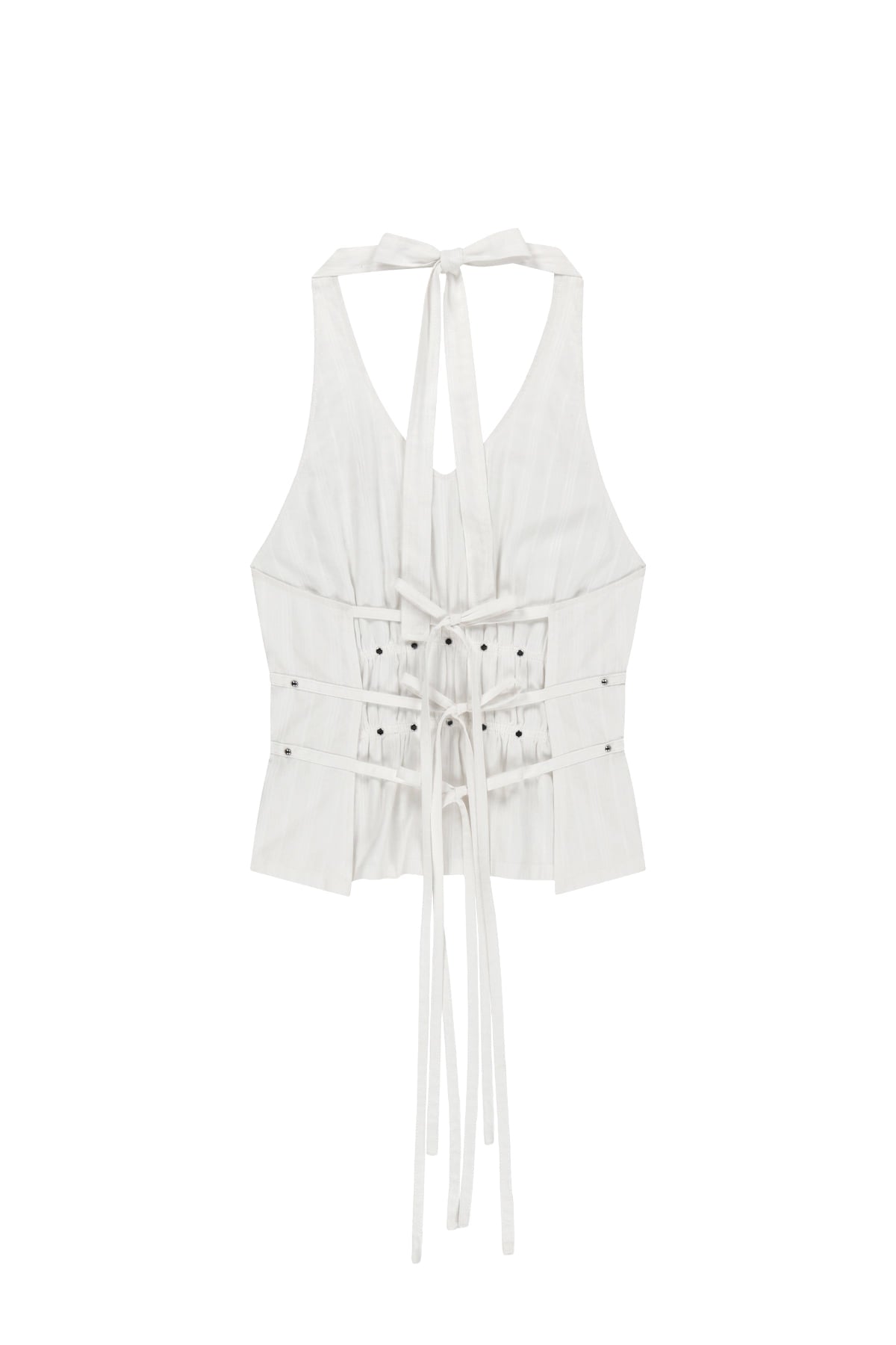 [matinkim] Halter Neck Shirring Blouse IN White