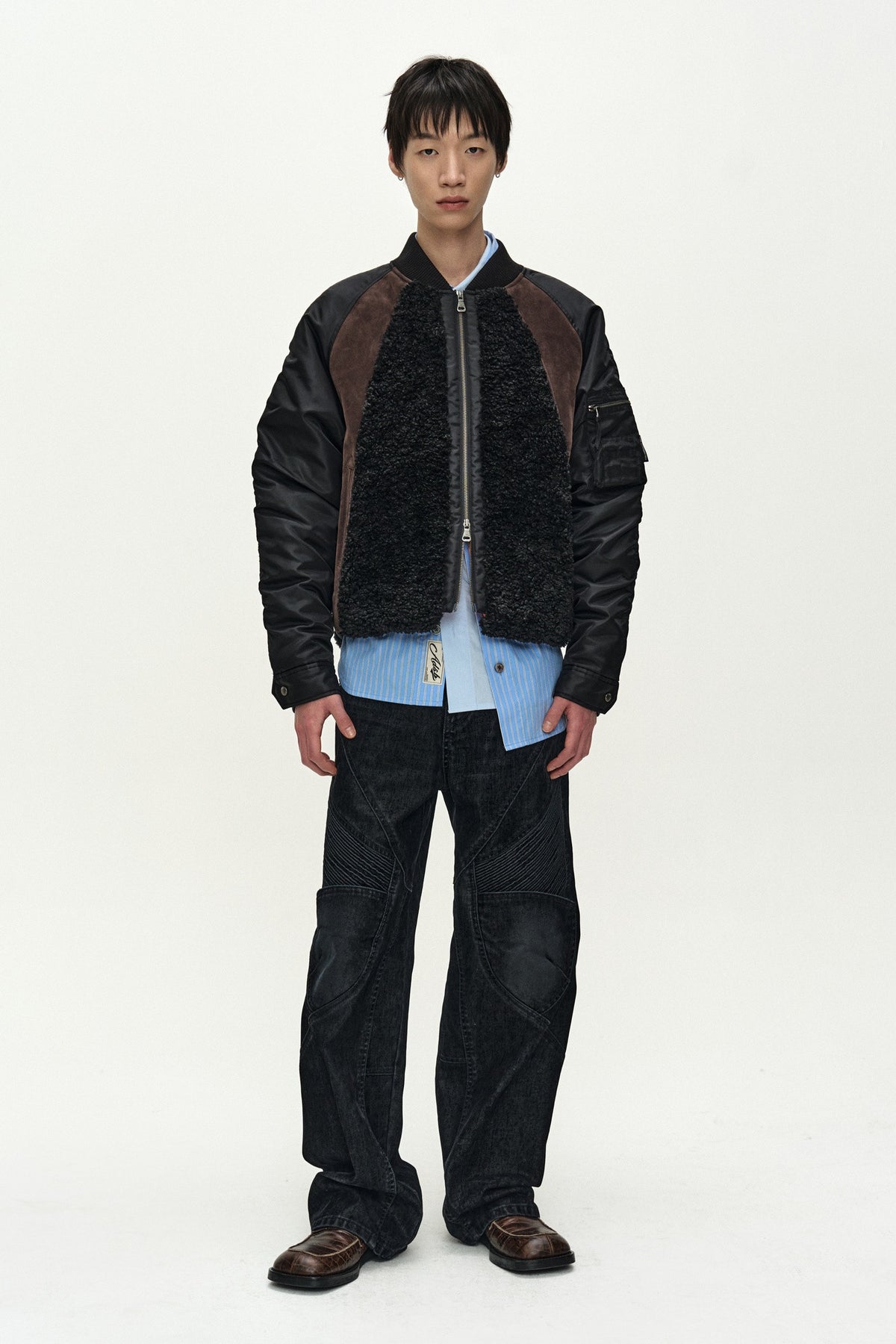Andersson Bell Fur Nylon Raglan Bomber Jacket