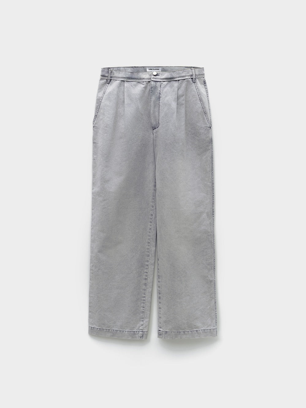 Low Classic Drawstring Washed Cotton Pants Light Grey