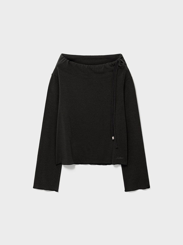 Low Classic Off-Shoulder Cotton Jersey Top Charcoal
