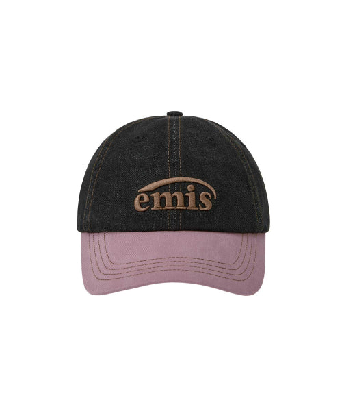 WASHED DENIM BALL CAP-GRAY/PINK