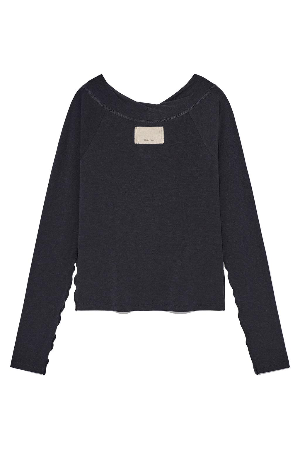 [matinkim] WIDE NECK RAGLAN LONG SLEEVE IN CHARCOAL