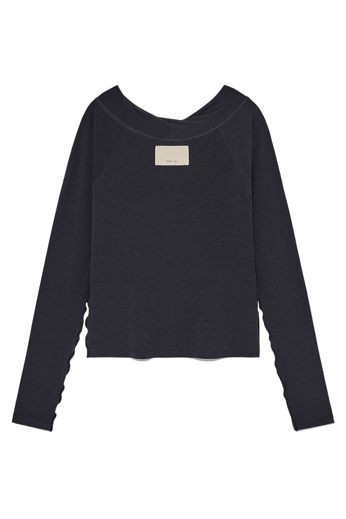 [matinkim] WIDE NECK RAGLAN LONG SLEEVE IN CHARCOAL