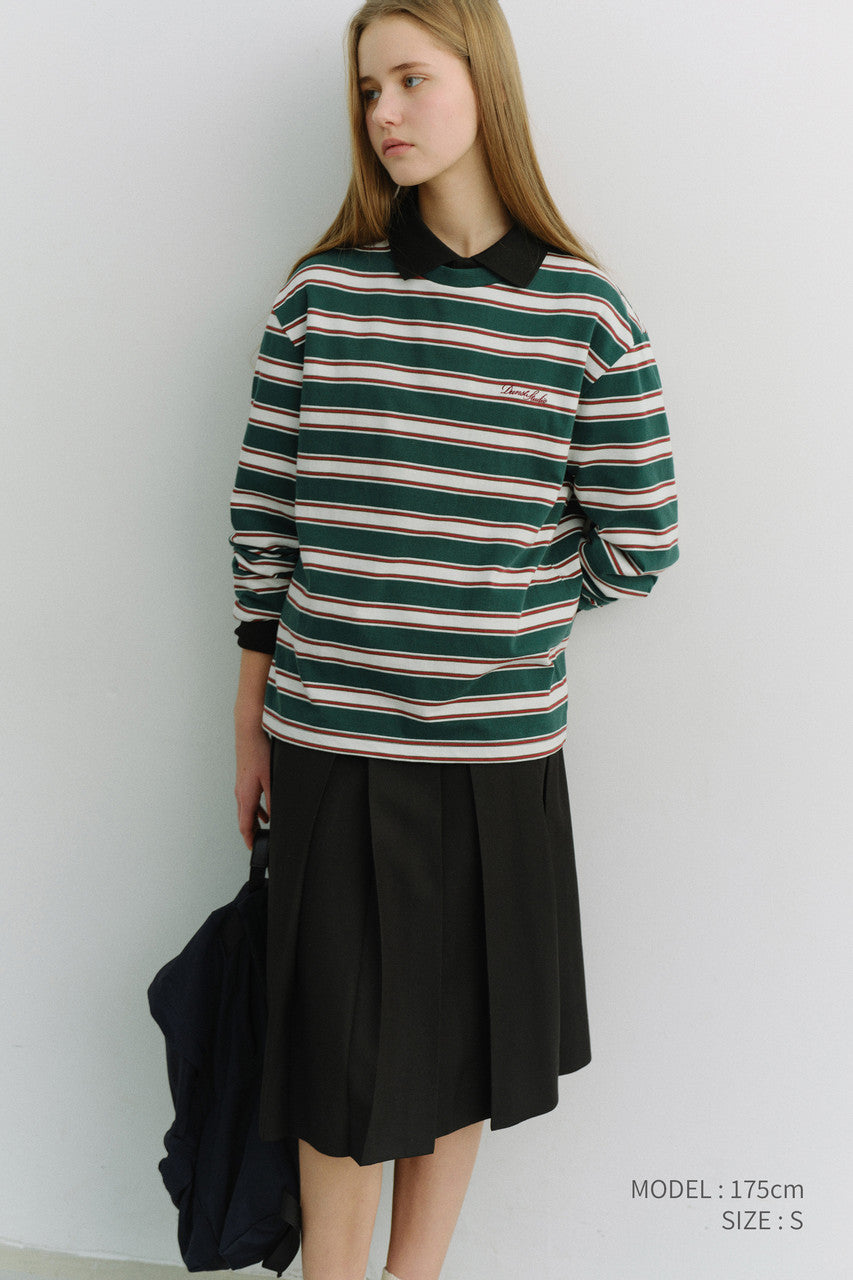 Dunst Unisex Striped T-Shirt Green Stripe