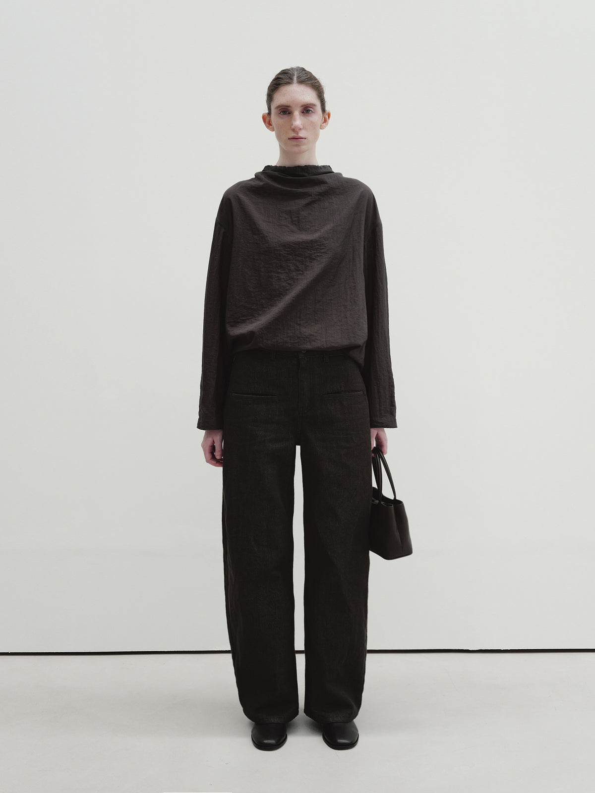 Moia drawstring blouse (charcoal brown)
