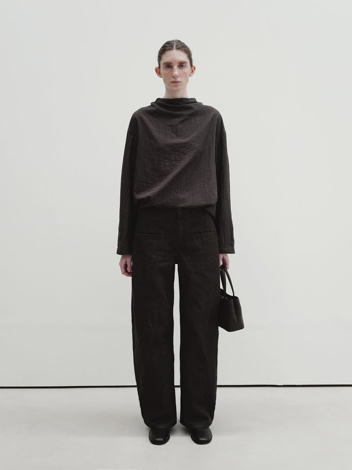 Moia drawstring blouse (charcoal brown)