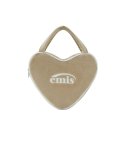 VELOUR HEART TOTE BAG-BEIGE