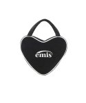 VELOUR HEART TOTE BAG-BLACK