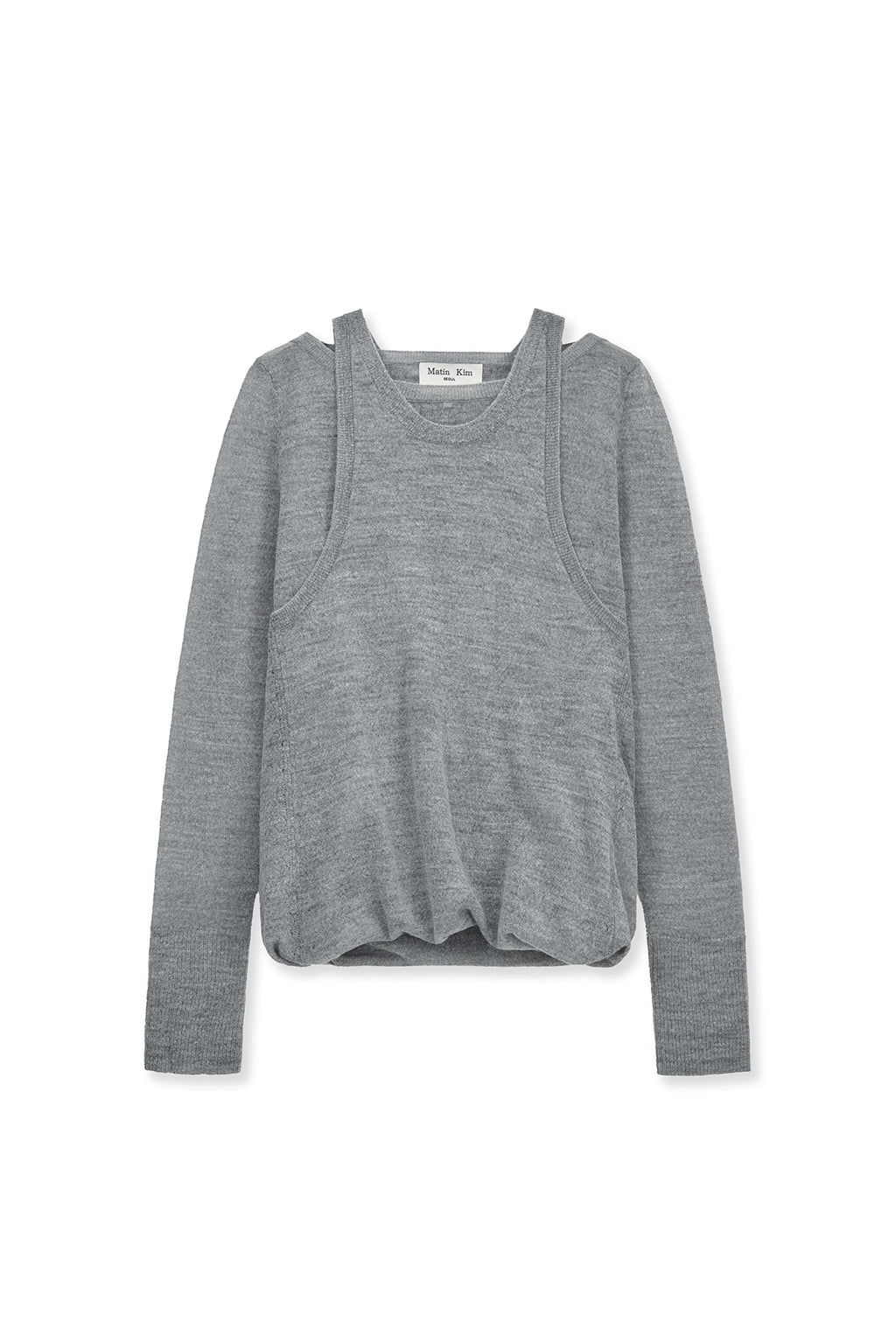 Matinkim Mohair Layered Knit Pullover IN Light Grey