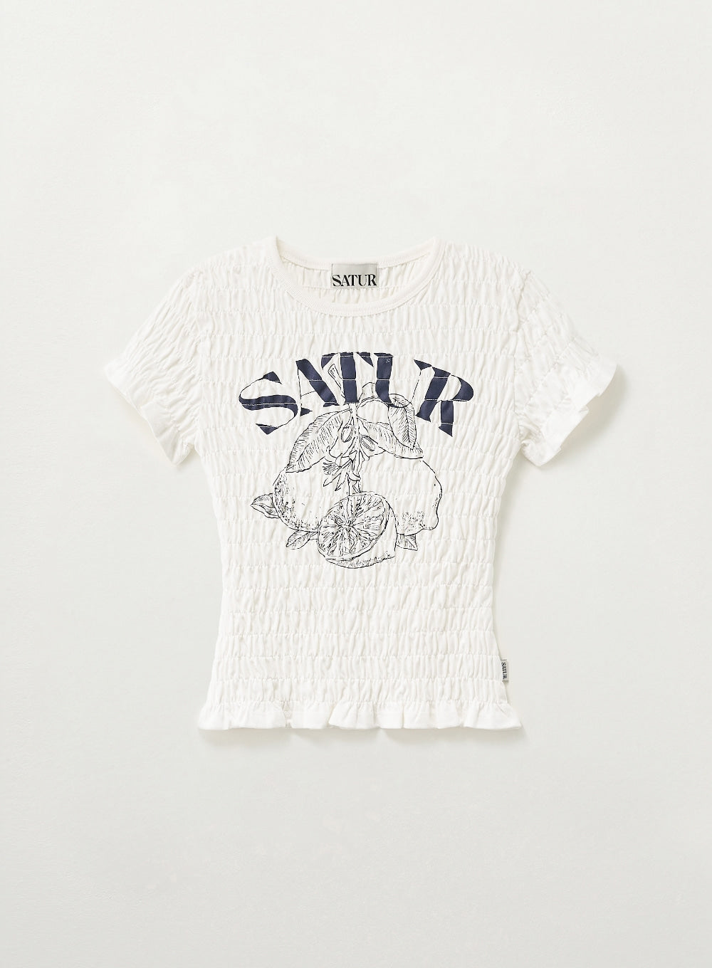 Satur (W) Citron Smocked T-shirt - White