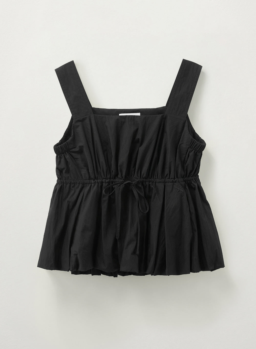 [satur] (W) Balloon Peplum Sleeveless Top - Black