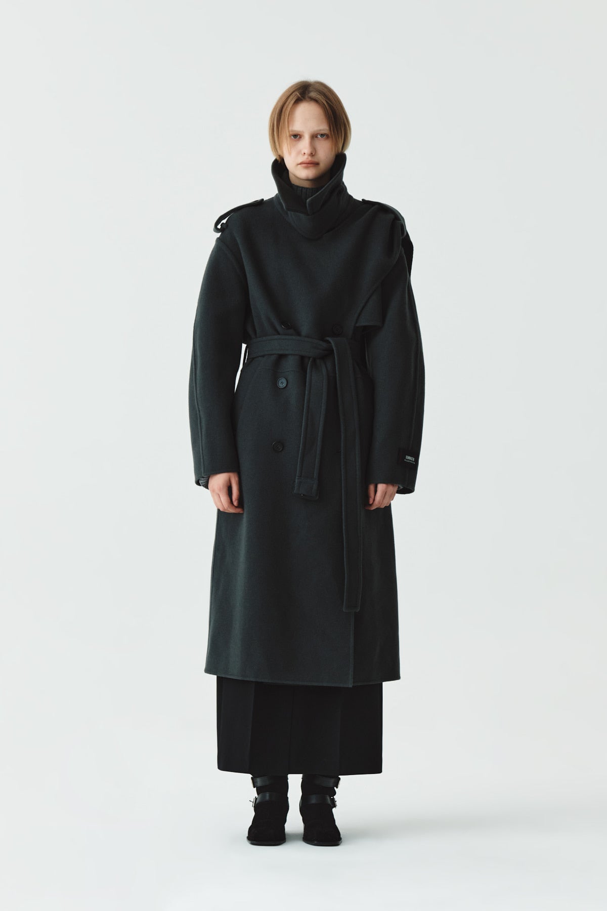 Matinkim Belted Shawl Collar Wool Coat IN Grey
