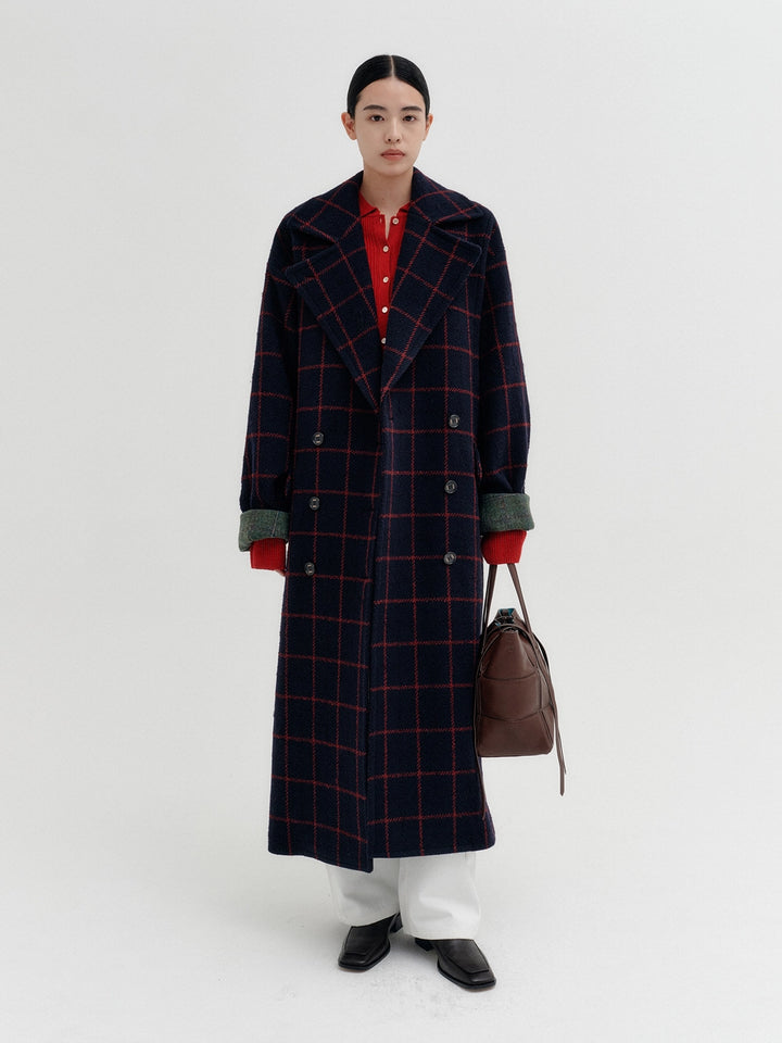 EENK Volume Silhouette Double Coat - Navy