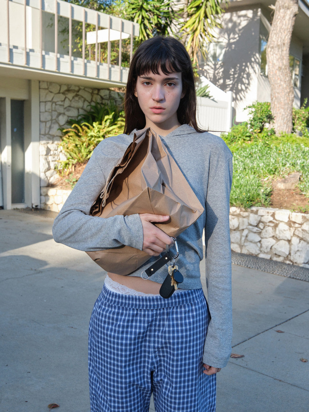 Low Classic Lc Checked Loose-Fit Pants Blue
