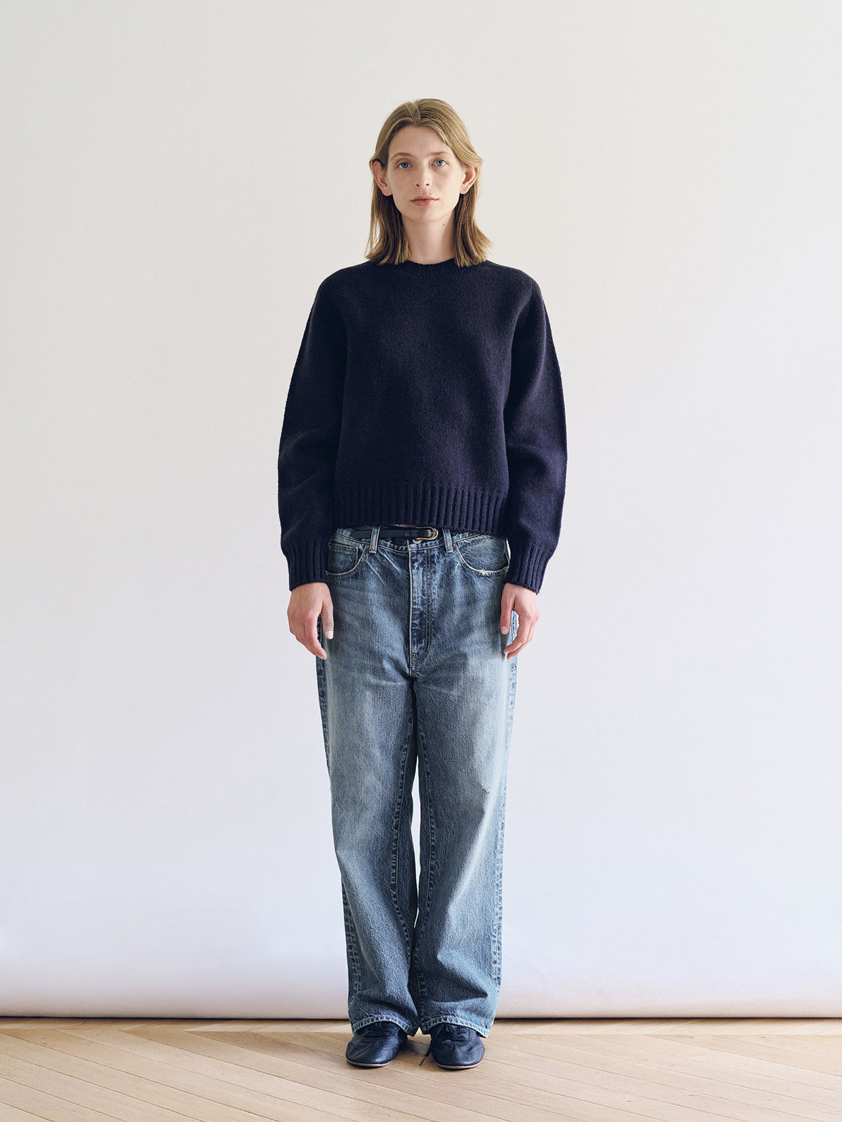 Nothing Written Bunny Wool Pullover Knit (Navy)