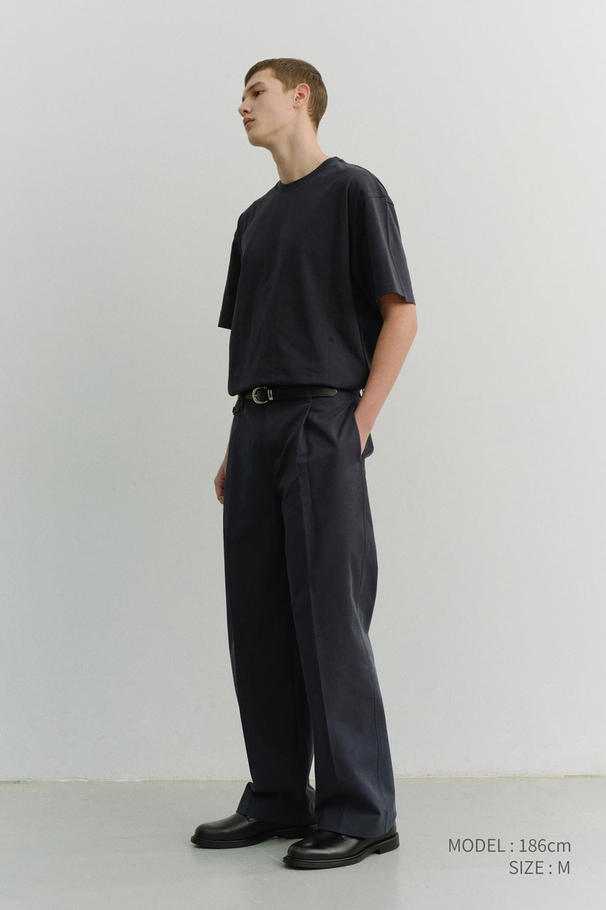 Dunst Pleated Chino Slacks Navy