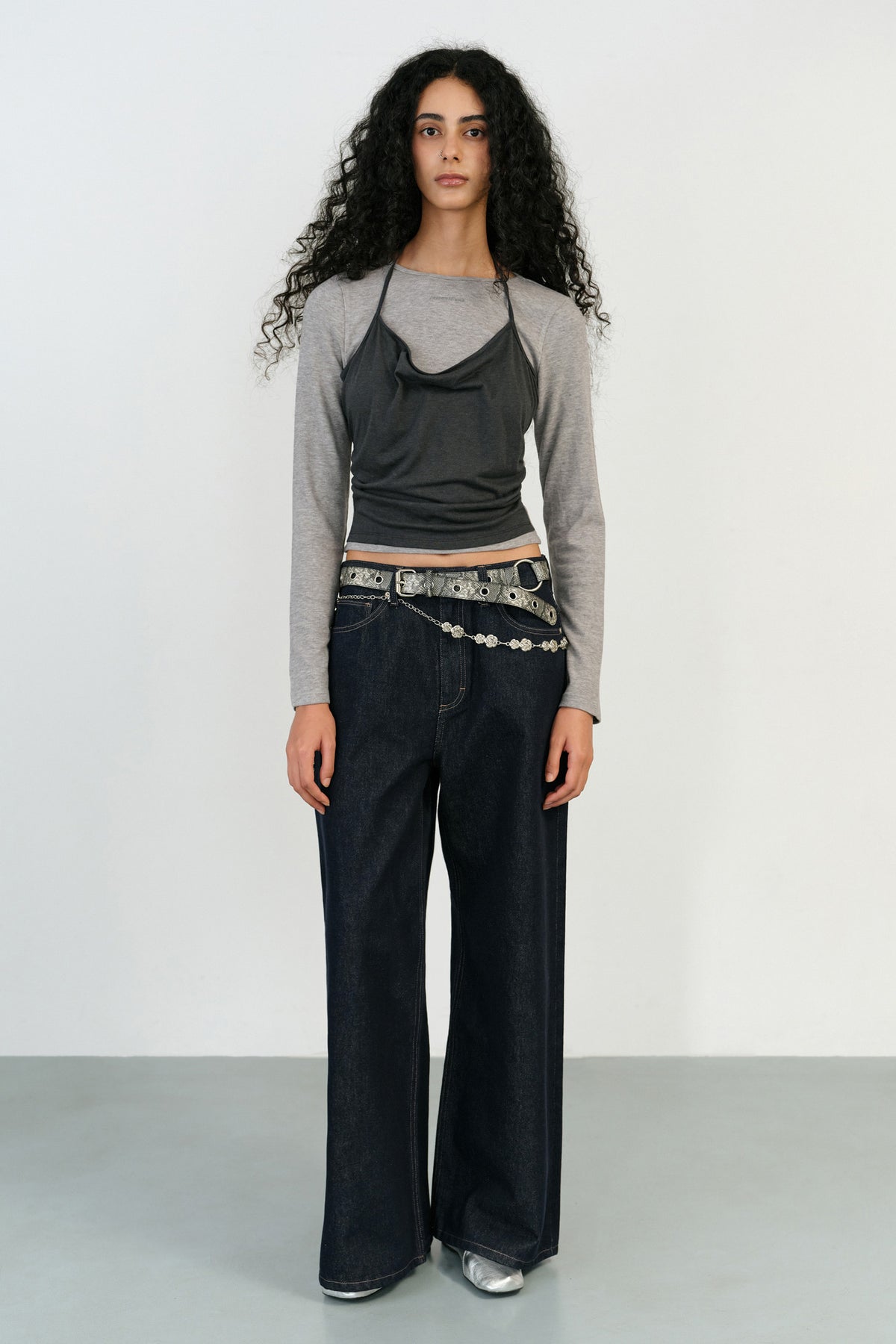 Instantfunk Layered Halter Top - Melange Grey